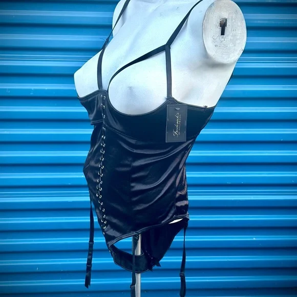 Frederick's of Hollywood Black Satin Bodysuit - Picture 5 of 8